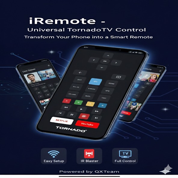 iRemote Tornado TV remote with channel and playback controls